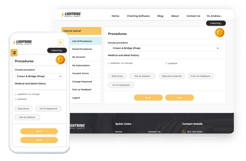 screenshot of Lightning Dental Charts